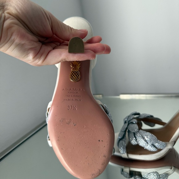 Aquazzura Galactic Flower 95 satin sandals $1,450 37.5 - Picture 7 of 14